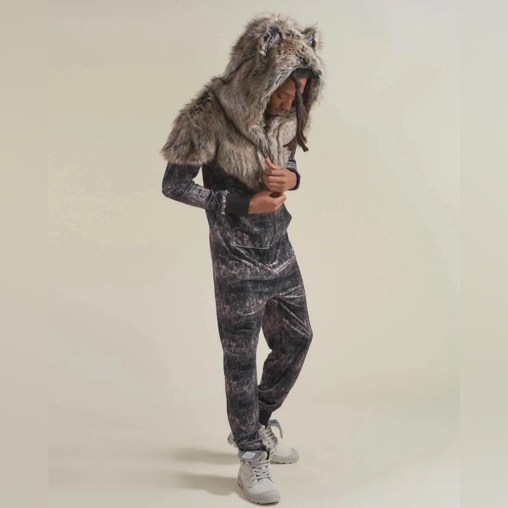 Spirithoods Grazer Wolf Faux Fur Animal Onesie Jumpsuit Festival Medium Small - Picture 4 of 14